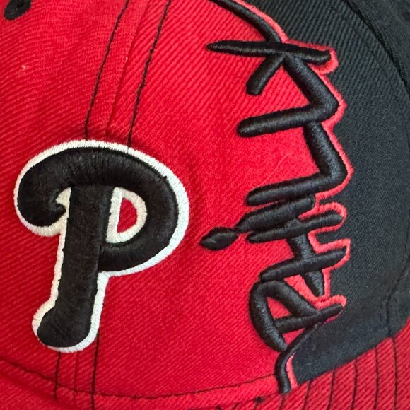 NEW ERA MLB Philly Phillies 100% Wool Baseball Hat, Logo Patch, Red/Black, 7 1/8 - Picture 9 of 16